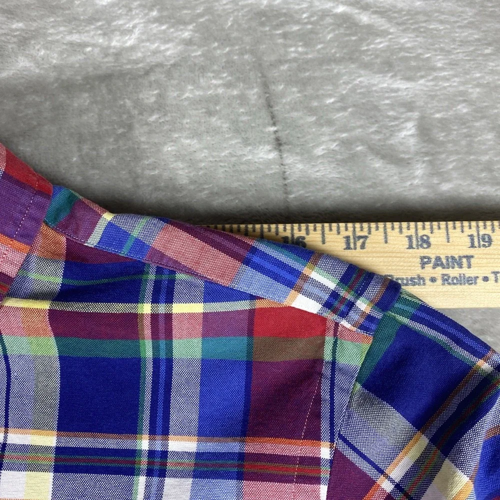 Polo Ralph Lauren Men's Medium Madras/plaid Button Down Shirt Flesh Pony Y2K